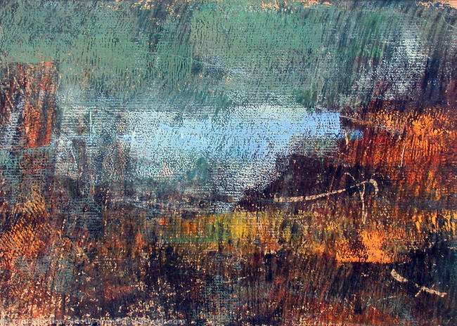 Cornish seascape in winter monoprint 9