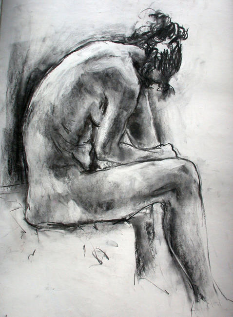 seated female crouched