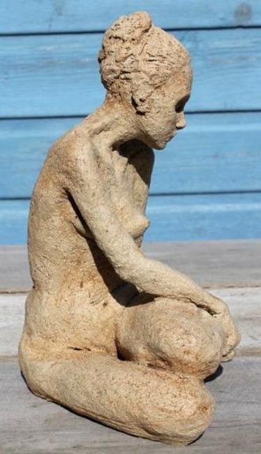 girl, seated and curled