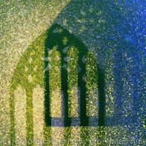 Stained glass window dark-greens