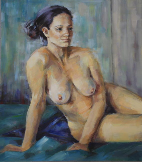 Girl on a Blue Throw