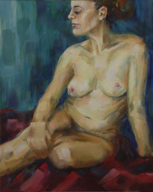 Girl on a Red Throw