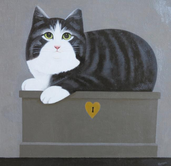 Grey Cat on Box