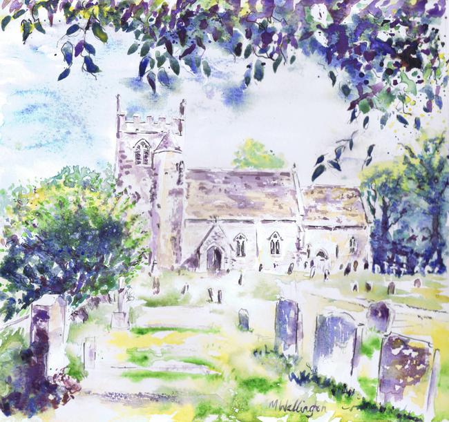 Clanfield Church from Under the Cherry Tree
