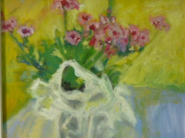 Pink geranium, yellow