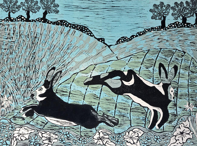 Hares Playing