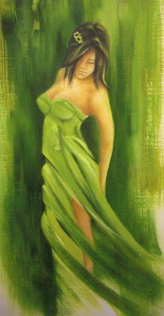 Commission - female in green gown