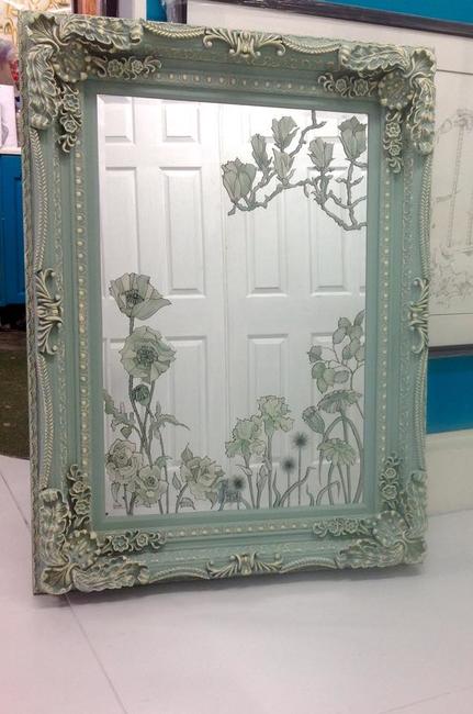 Duck Egg Blue Handpainted Miror