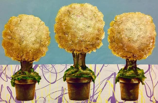 THREE TOPIARY TREES