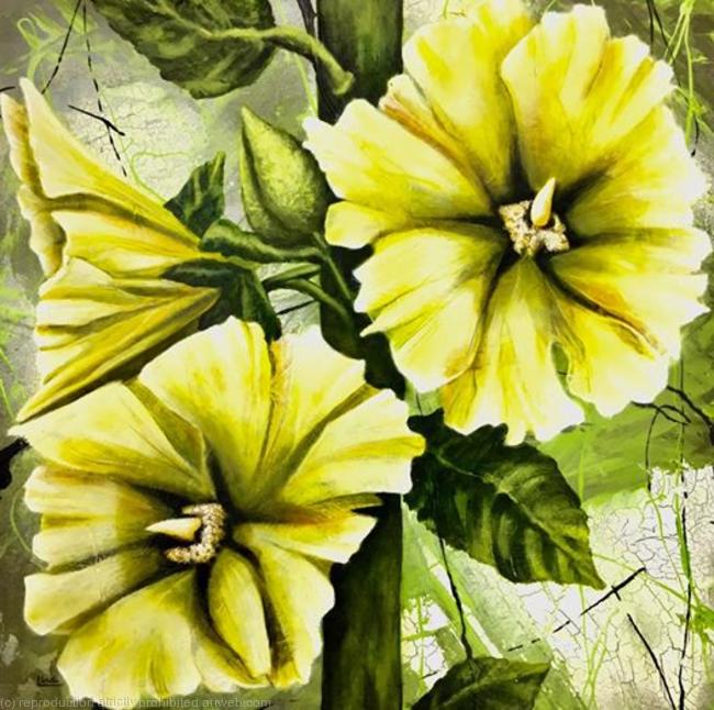 YELLOW HOLLYHOCKS