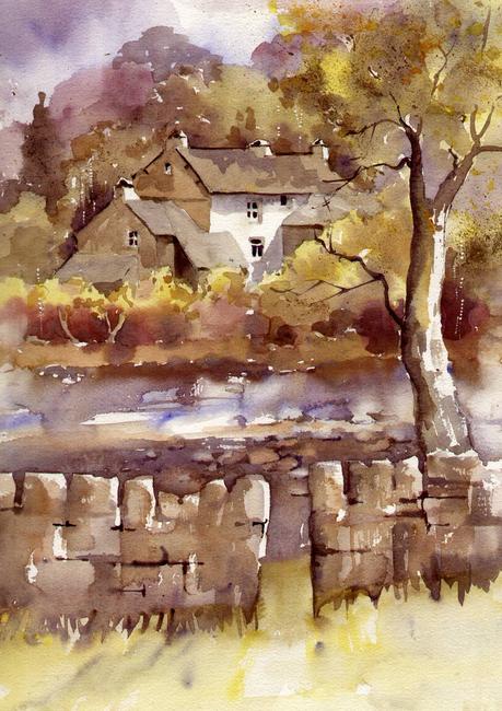 BECK STEPS COTTAGE, ELTERWATER watercolour on Arches 41x51cm