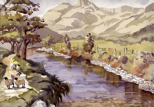 THE LANGDALE VALLEY watercolour on Arches 66x51cm
