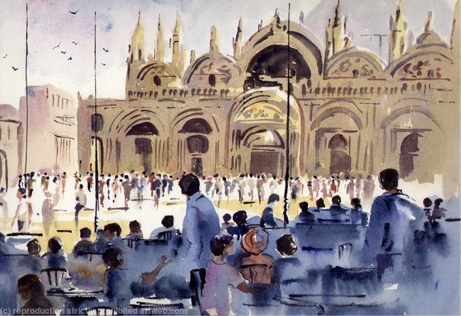 THE CAFE FLORIAN watercolour on Arches Aquarelle 61x46cm