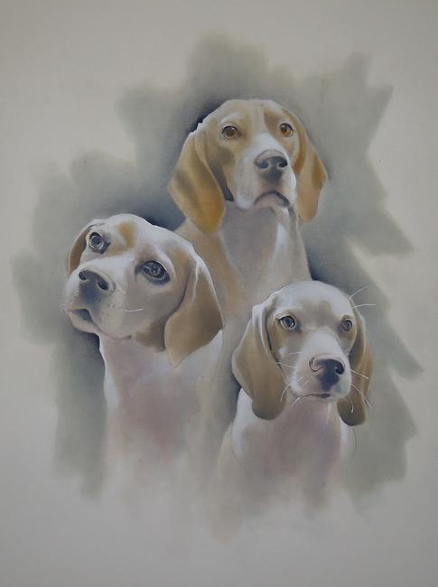 3 Beautiful Beagles SOLD Commissioned