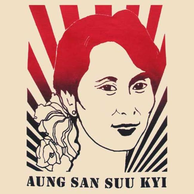 Cotton Bag, Aung San Suu Kyi by Judy Evans.