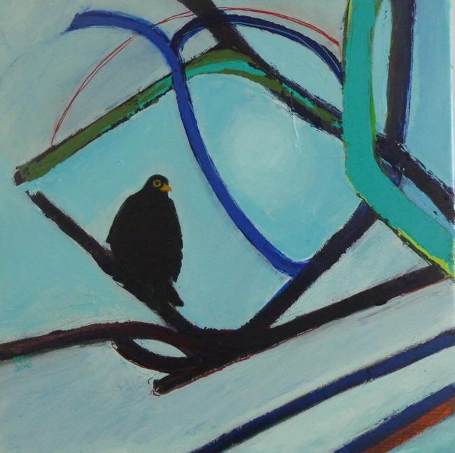 Blackbird in Apple Tree