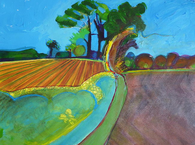 'Two Fields and Yellow Flowers'