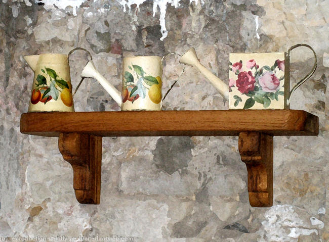 Three Jugs on a Shelf