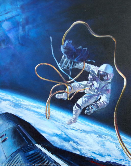 Ed White walking in space