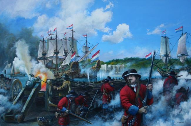 Spragge's Battery firing on the Dutch