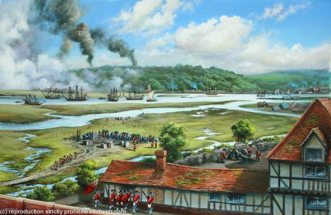 A view of the Dutch Raid from Eastgate House 1667