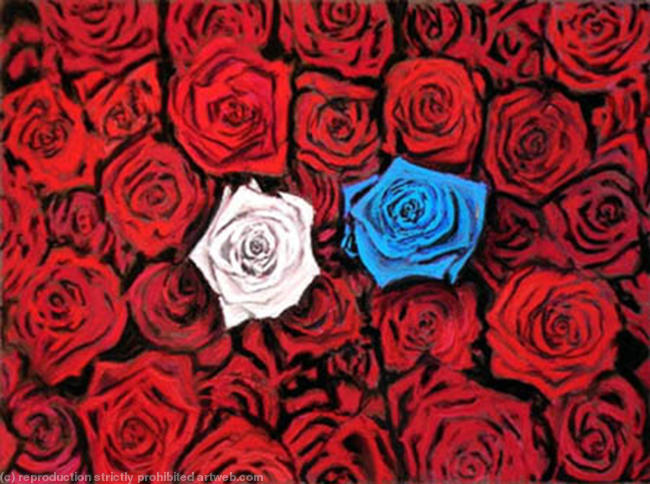 White and Blue on a Bed of Red