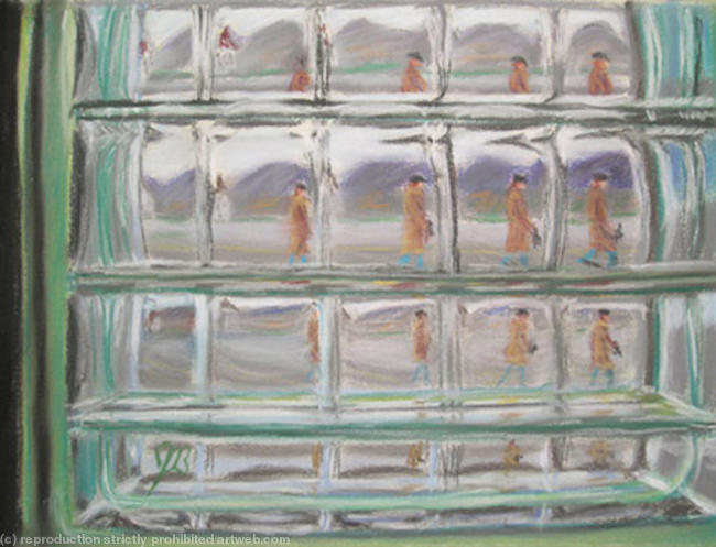Man Through Glass Brick