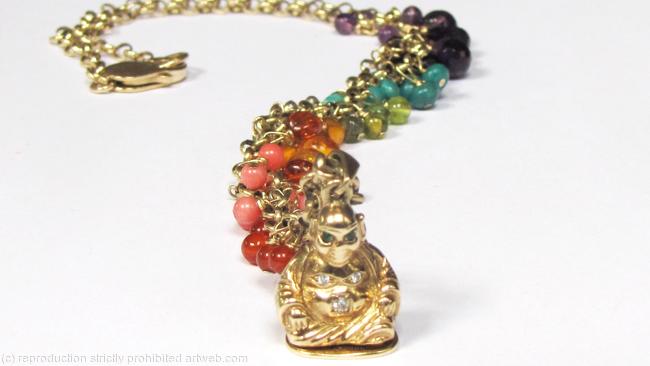 Chakra Buddha necklace in 9ct Gold