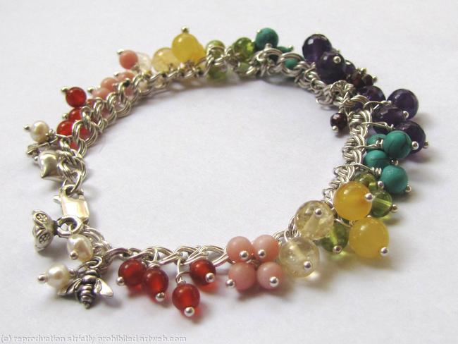 Chakra bracelet with sterling silver charms