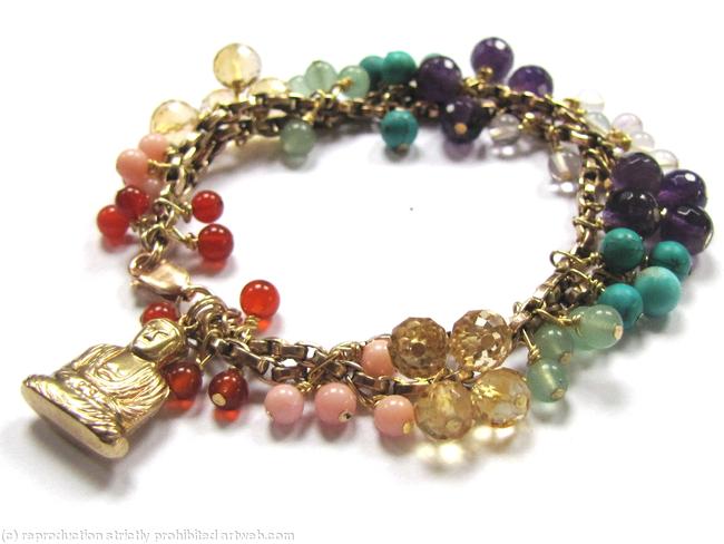 Double strand Chakra Buddha Bracelet in 9ct Gold