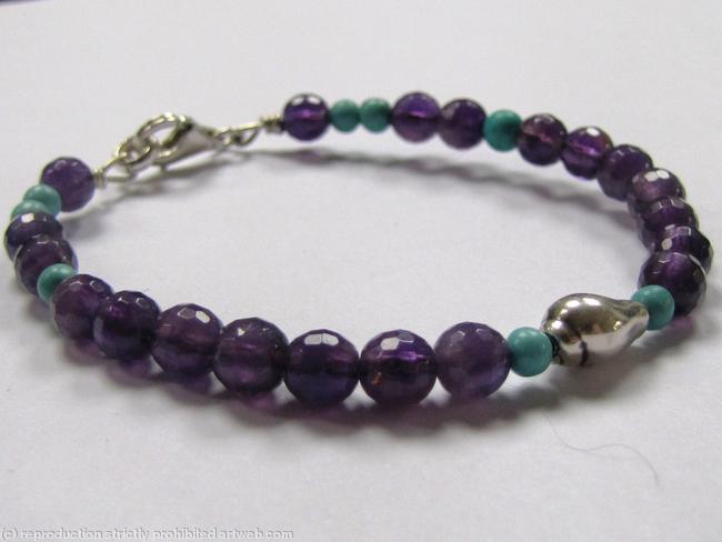 Circle of love bracelet with amethysts, turquoise and shells