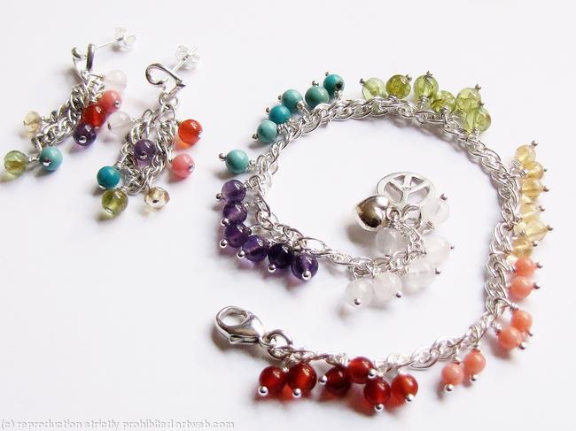 Love and Peace Chakra bracelet and earrings