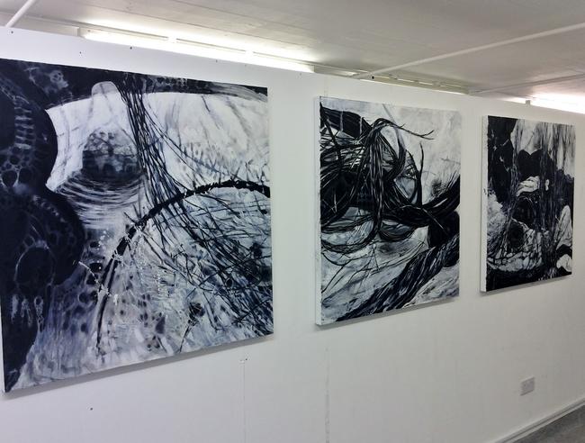 Studio shot of paintings in progress