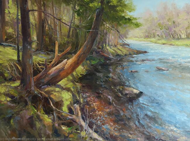 Forest river, oil on canvas, 30x40x1.5''