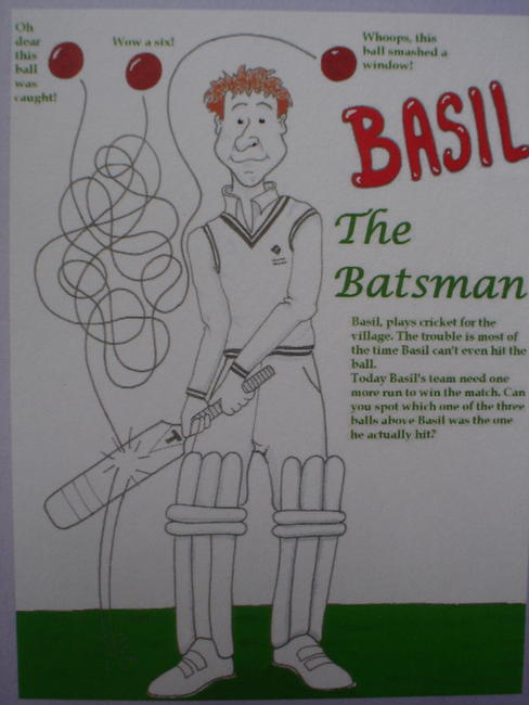 Basil the Batsman created for childrens page in magazine
