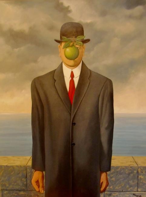Son of Man An extremely close Acrylic version of Rene Magritte's 1967 painting 'Son of Man' THIS IS NOT A PRINT this is a hand painted reproduction of the famous surreal painting currently privately owned.
