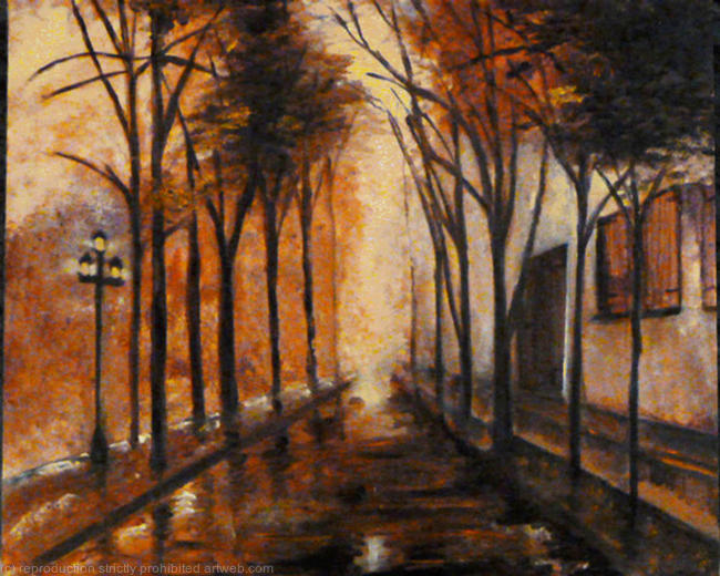 Evening mist in the village