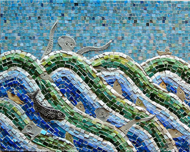 Stormy Sea with Fish