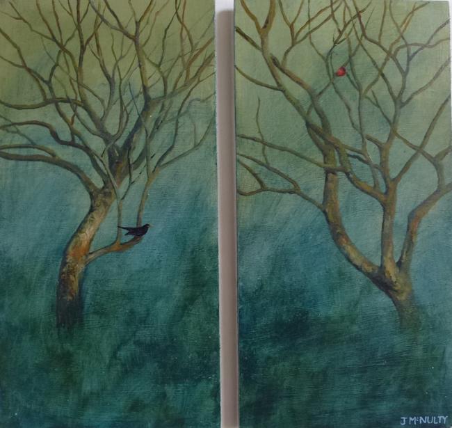 The blackbird and the apple diptych