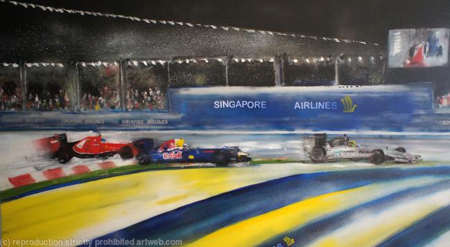 The race is on .Hamilton leads Vettel from Alonso