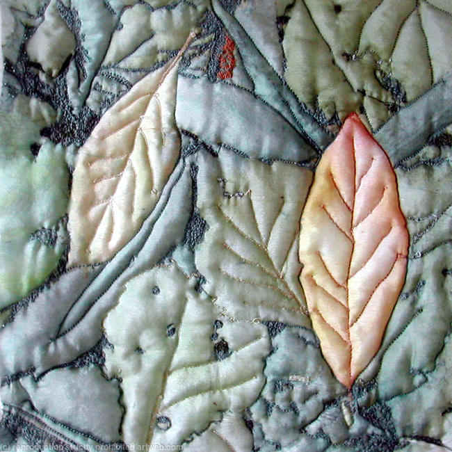Fallen leaves printed silk embroidery 30x30cm
