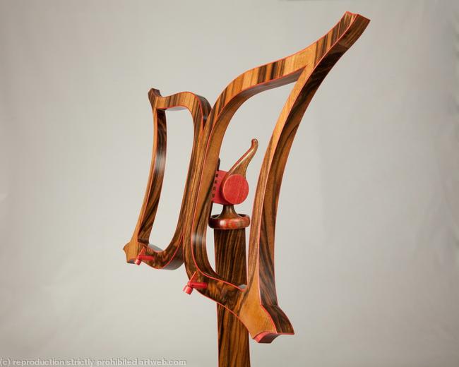 English Walnut and and Pink Ivorywood Lectern (detail)