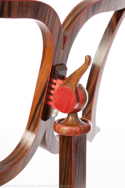 English Walnut and and Pink Ivorywood Lectern (detail)
