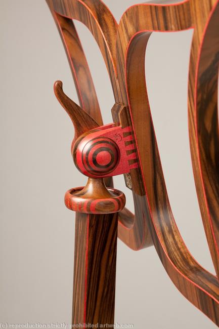 English Walnut and and Pink Ivorywood Lectern (detail)