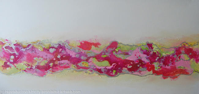 Flow Series 19 - Contemporary painting modern textured abstract art pink/silver