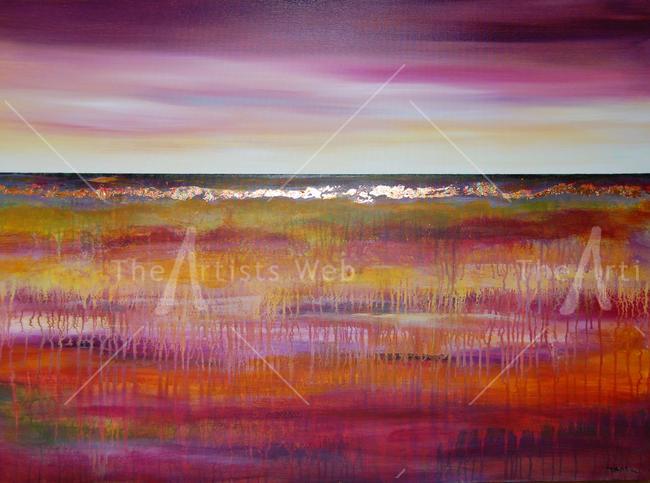 Purple Landscape - Contemporary Original Abstract Landscape Painting