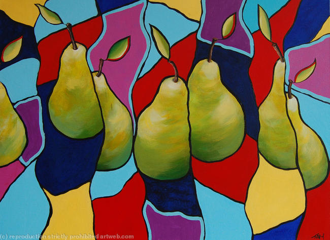 Pear Parade - Colourful Modern Still Life Painting