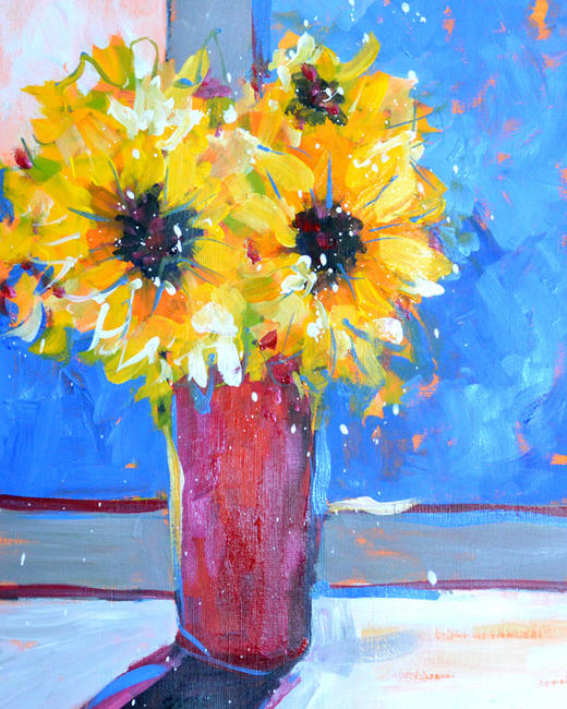 Sunflowers on Blue