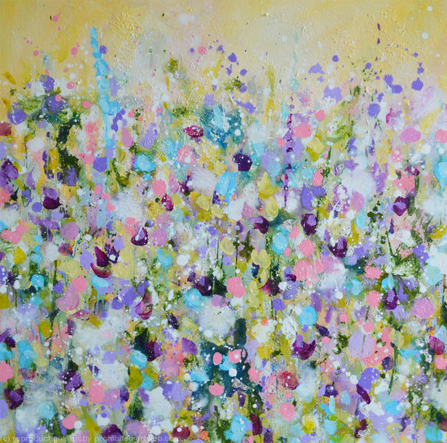 Yellow Meadow II - Original Floral Abstract Painting