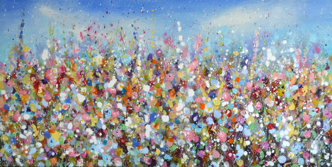 Summer Days - Large Abstract Floral Meadow Painting